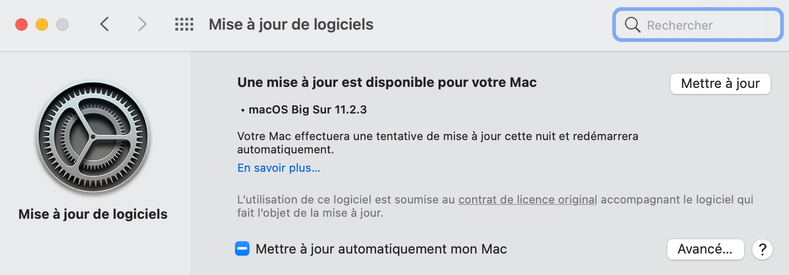 Mise à jour Mac